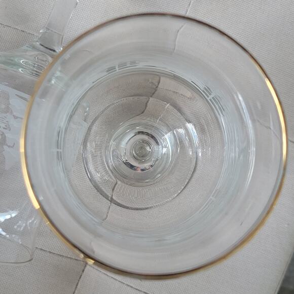 Vintage Christmas Wine Glasses Winter Wonderland Frosted Tulip Hand Blown Set 3 - Picture 4 of 7